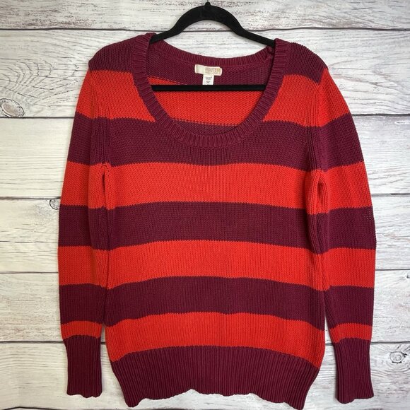 Route 66 Sweater Size Large Red‎ Purple Striped Knit Winter Fall Halloween - Picture 1 of 12